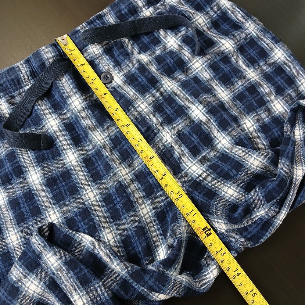 Fruit of the Loom Flannel Men's Sleepwear Lounge Pants L blue plaid cotton PJs - Picture 8 of 11